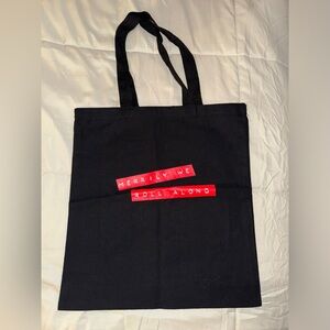 MERRILY WE ROLL ALONG TOTE BAG | BROADWAY BLACK TOTE | CANVAS BAG